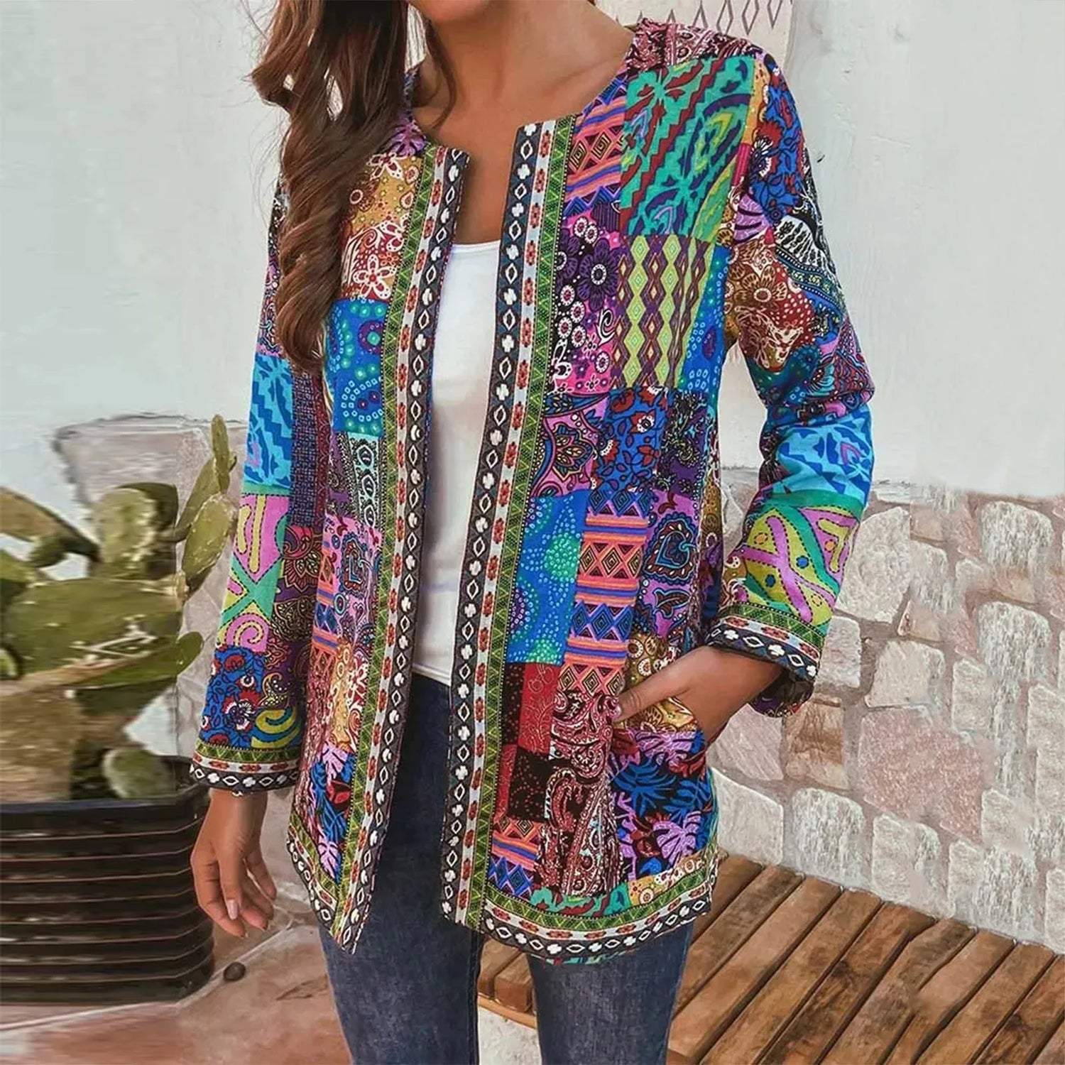 Boho Chic Floral Cardigan - Lightweight Long Sleeve Jacket with Pockets and Open Front | S-5XL - Purpletique
